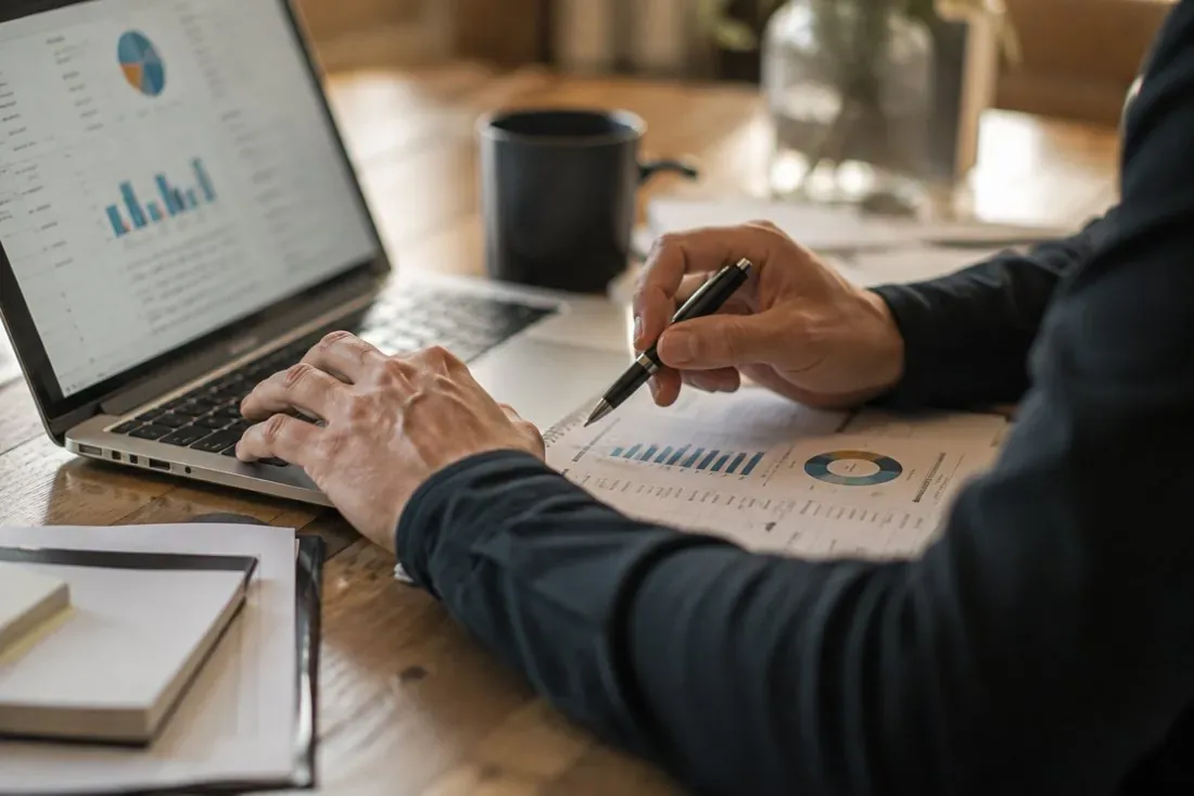 Digitale Arbeit am Laptop im Betrieb